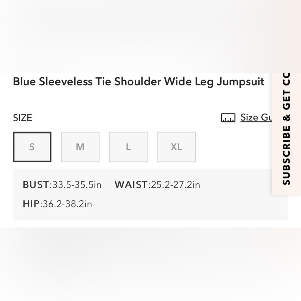 Cupshe Blue Sleeveless Tie Shoulder Wide Leg Jumpsuit Sz S - Picture 10 of 10